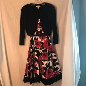 Dress Barn print dress with removable sweater.